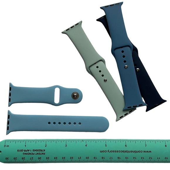 4 Silicone Sport Bands Apple Watch 38/40/41mm M/L NEW Blue Bundle - Picture 3 of 5